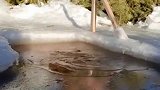战斗民族果然是战斗民族，零下二十度，还在冰水下洗澡