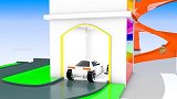 启蒙教育 3D动画超级跑车彩色屋里染颜色 趣味学习