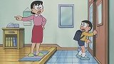 大雄被妈妈罚跪，这样也能睡着，河东狮吼把他惊醒