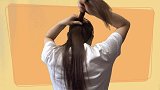 真人扎发教程：天热，把头发这样扎起来，比丸子头简单马尾好看