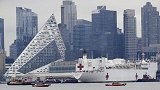【网友实拍】美国医疗军舰进驻纽约港 含1000床位支援抗疫