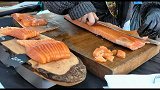 英国美食节，看伦敦美女新鲜制作，三文鱼面包