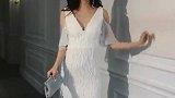 白色性感礼服裙女宴会气质修身鱼尾高档仙气主持人走秀