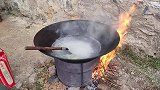 实拍湖南乡村宴席煮饭，这种方法第一次见，十斤米半小时煮熟