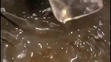 将鳗鱼放到蘸料中，鳗鱼反应激烈直接跳走