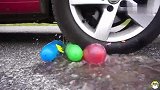 趣味脑洞实验：牛人驾驶小汽车碾压毛毛虫气球与鸡蛋