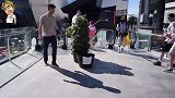 搞笑视频，假扮树人蹲在路口吓路人，真是太坏了
