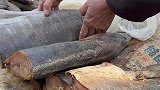 海盐腌制发酵的大咸鱼，闻着味道喷香，割一块回家吃