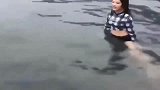妹子，青蛙是跟你学的游泳吧