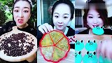 大妹子直播吃巧克力豆，看着真过瘾，是我向往的生活