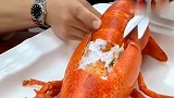 超大的波士顿龙虾，打开以后里面满满的黄，太馋人了吧！