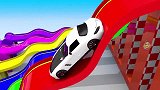 启蒙教育 3D动画玩具车七色彩虹水池里涂颜色 趣味学习