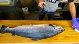 日本大厨现切顶级三文鱼，一刀下去太惊艳了，看着口水直流