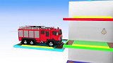 启蒙教育 3D动画玩具汽车乐趣停靠彩色板上 学习颜色