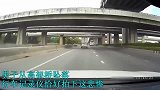 男子从高架桥坠落，刚好被路过的货车撞上！可怕！