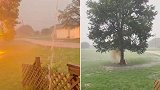 美国：可怕！德克萨斯州一男子家门口拍暴雨险被闪电击中