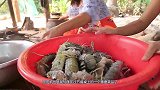 一盆巨型皮皮虾，看农村美女怎么处理的，看完真是开眼界了