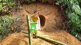 野人与美女住山洞，洞口造庭院，吃住纯天然！