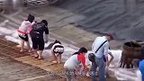 男子发明捕鱼新方式，把竹排铺在河中间，过往的鱼儿全部一网打尽