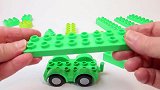 创意拼搭绿色积木车辆玩具