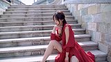 红裙细高跟长腿你慕姐