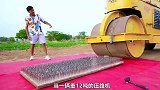 12吨重的压路机遇到3000根钢钉，会是什么结果