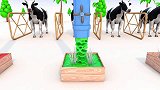 启蒙教育 3D卡通奶牛宝宝吃彩色牧草 趣味学习颜色