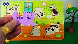 玩木制益智拼图玩具认识小动物们