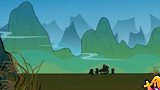 十分开心：悟空前去化斋，八戒担心妖怪来袭，让悟空画圈保护