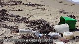 卫星拍到海洋垃圾，海上垃圾正在移动，面积有140万平方公里
