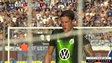 第9分钟沃尔夫斯堡球员韦格霍斯特点球进球 柏林赫塔0-1沃尔夫斯堡