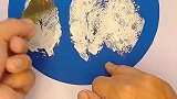 树叶拓印画《冬日雪景》简单又漂亮