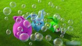阳光小兔兔：小绿发现泡泡水，吹出好多泡泡，在天上飘呀飘