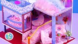 宝宝想要一个上下铺床的手工房 迪士尼公主卧室过家家