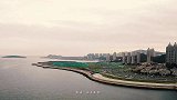 航拍中国大连，星海湾大桥，星海湾浴场，雾霾天都这么美