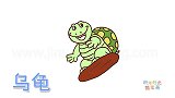 动物简笔画大全，画一只玩滑板的乌龟简笔画