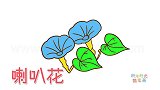 植物简笔画大全，画蓝色喇叭花简笔画