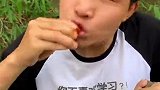 铁铲煮热狗肠开吃，味道不错