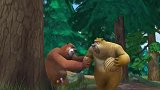 熊出没之夺宝熊兵：熊大用叶子粘蜂蜜送给光头强吃！