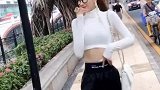 网红小姐姐街拍美滋滋，挡不住的腿精诱惑！