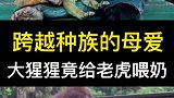 跨越种族的爱，大猩猩竟给老虎喂奶