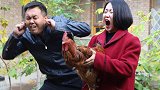 段子剧：媳妇要吃鸡，老公故意抓不着，媳妇一嗓子竟让活鸡变炸鸡