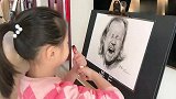 6岁女儿涂鸦腾格尔！最后那一笑实在太魔性，简直和作品一模一样