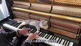 主人正在弹钢琴，猫咪竟然趴在钢琴上睡觉，真是没谁了