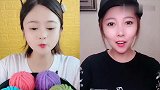 美女直播吃彩色毛线巧克力，看着真过瘾，是我向往的生活