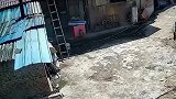 男子爬上屋顶做检查，没想脚滑直接摔落在地
