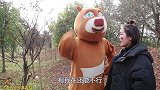 熊出没真人版：熊大熊二设连环陷阱，没想光头强全部中招，太笨了