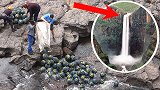120个篮球从200米高瀑布丢下会怎样？牛人亲测，结果意外了