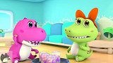蜡笔小精灵： 儿童动画，牙齿被软糖黏住的小恐龙