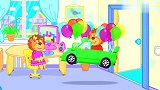 搞笑动物城调皮的小狮子把玩具车绑上气球,变成飞天玩具车!